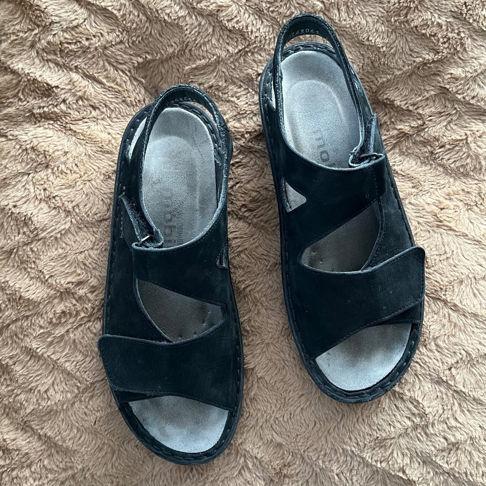 Mephisto Mobils Hand Made Black Walking Sandal Size 38 - Picture 4 of 13
